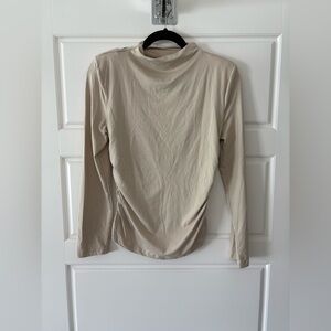 SHEIN Mock Neck Rouch Sides Long Sleeve Fitted Top. Size Large